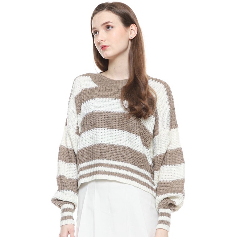 Paling Diminati AMBER KNIT SWEATER  Sweater Rajut  Cardigan Rajut  Knit Sweater Strip  Sweater Strip