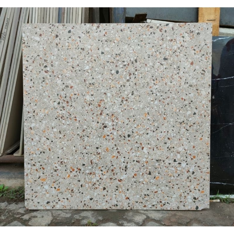 GRANIT KERAMIK LANTAI 60X60 MOTIF TERAZZO CREAM MATT / GRANITE TERAS CARPORT KAMAR MANDI