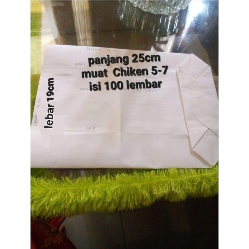 

Kantong Kertas wadah Chiken/Gorengan/Kueh/kertas hvs/putih dan Tulisan/Amplop Wadah Chiken muat 5,7 Chiken