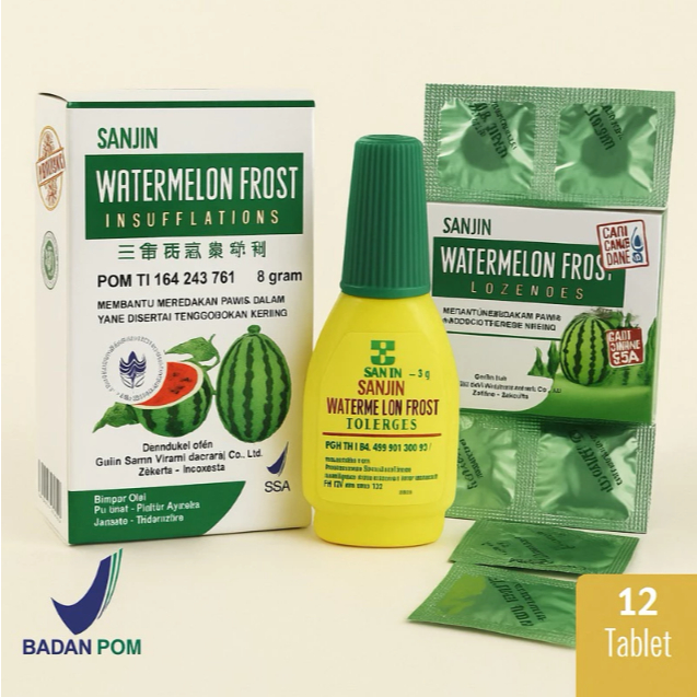 Sanjin Watermelon Frost Insufflations Permen Sanjin Watermelon Semangka / Xigua Shuang Spray Hau Fen