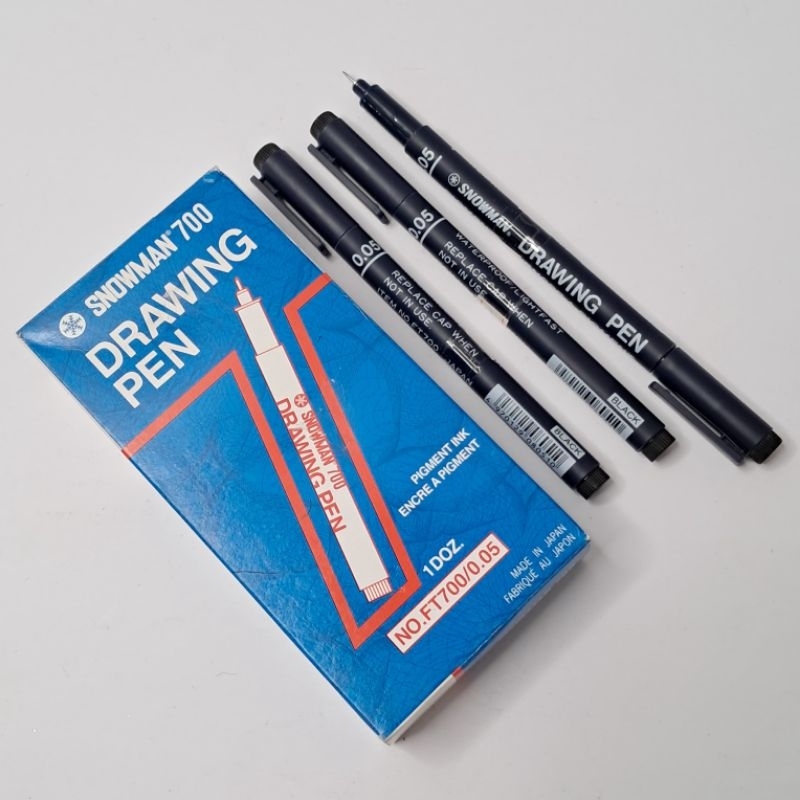 

Pulpen snowman drawing pen 0.05mm hitam (12pcs)