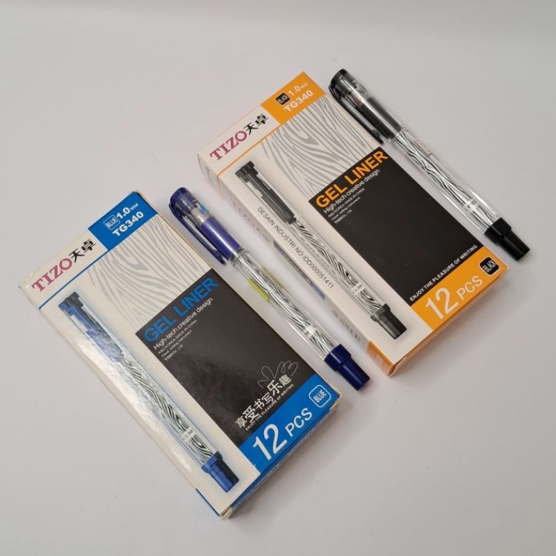

Pulpen tizo gel liner 1.0mm hitam/biru satuan