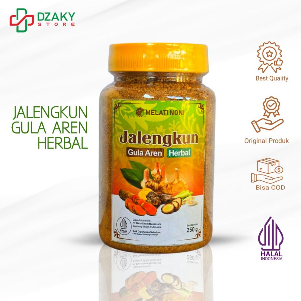 

Jahe Merah Lengkuas Kunyit Sereh Gula Aren Bubuk Murni Jamu Jalengkun Herbal Melati Noni Original 250GR