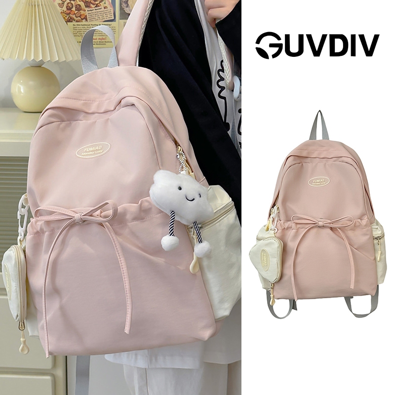 GUVDIV Tas Ransel Sekolah Wanita Backpack Laptop Siswa Berwarna Permen Besar Perguruan Tinggi Kuliah