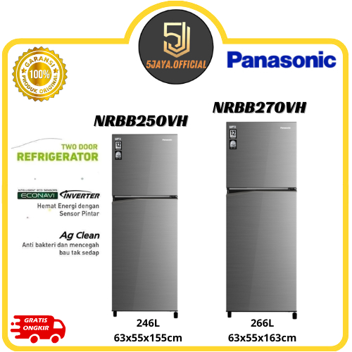 Kulkas Panasonic 2 Pintu 246L , 266L - NRBB250VH / NRBB270VH Panasonic Kulkas Dua Pintu