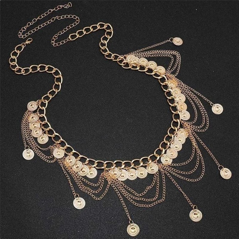 Ikat Pinggang Tali Rantai Layers Belt Belly Dance Rumbai Waist Korea Etnis Wanita Fashion Rantai