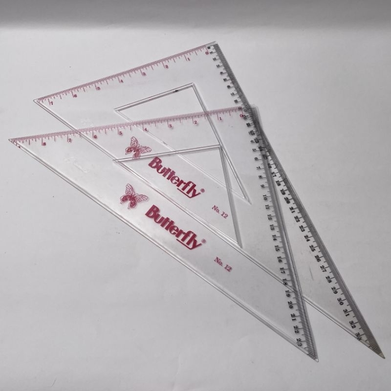 

Penggaris segitiga butterfly no 12 plastik transparan