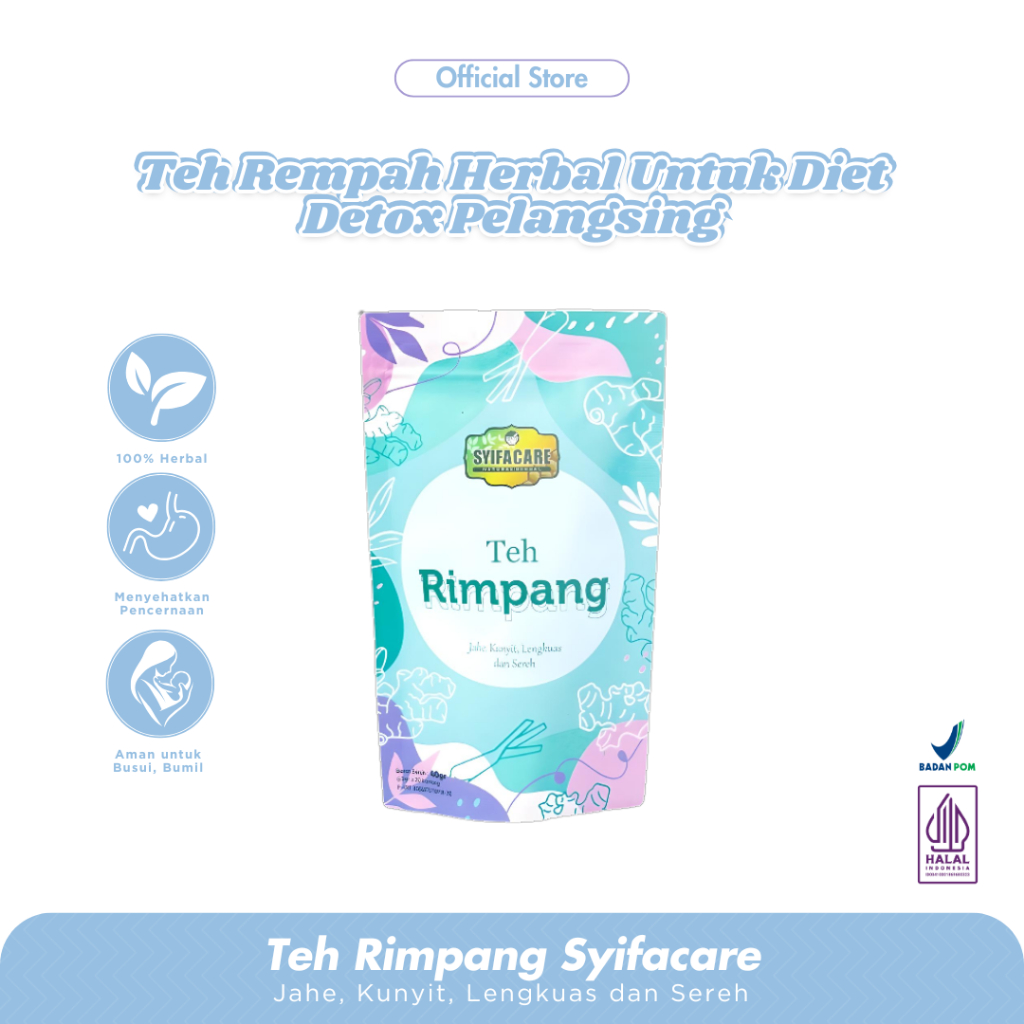 

Teh Rimpang Syifacare Teh Celup Rempah Jahe Kunyit Sereh Lengkuas | Teh Pelangsing BPOM