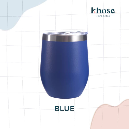 KHOSE Coffee Egg Mug Stainless Blue 350 ml/ Gelas Kopi Timezone Edition