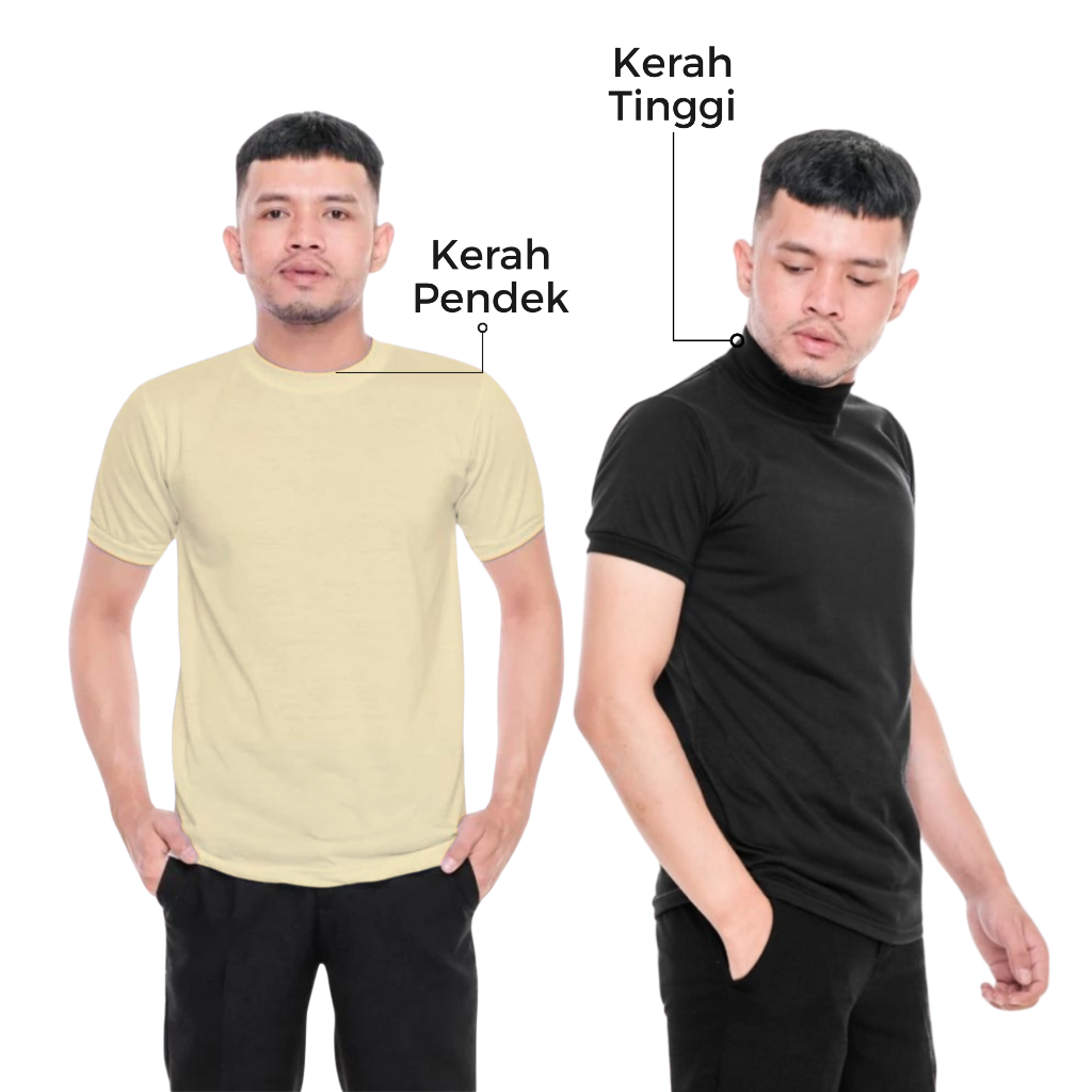 Kaos Oblong Dinas Satpam Security TNI Polisi Kerah Tinggi Dan Pendek Warna Coklat Hitam Putih Krem