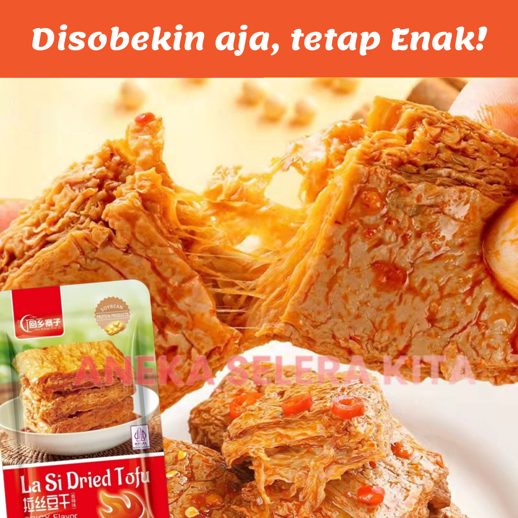 

RB La Si Dried Tofu Snack / Tahu Semi Kering Asin Gurih Pedas Box/20Pcs x 25Gr