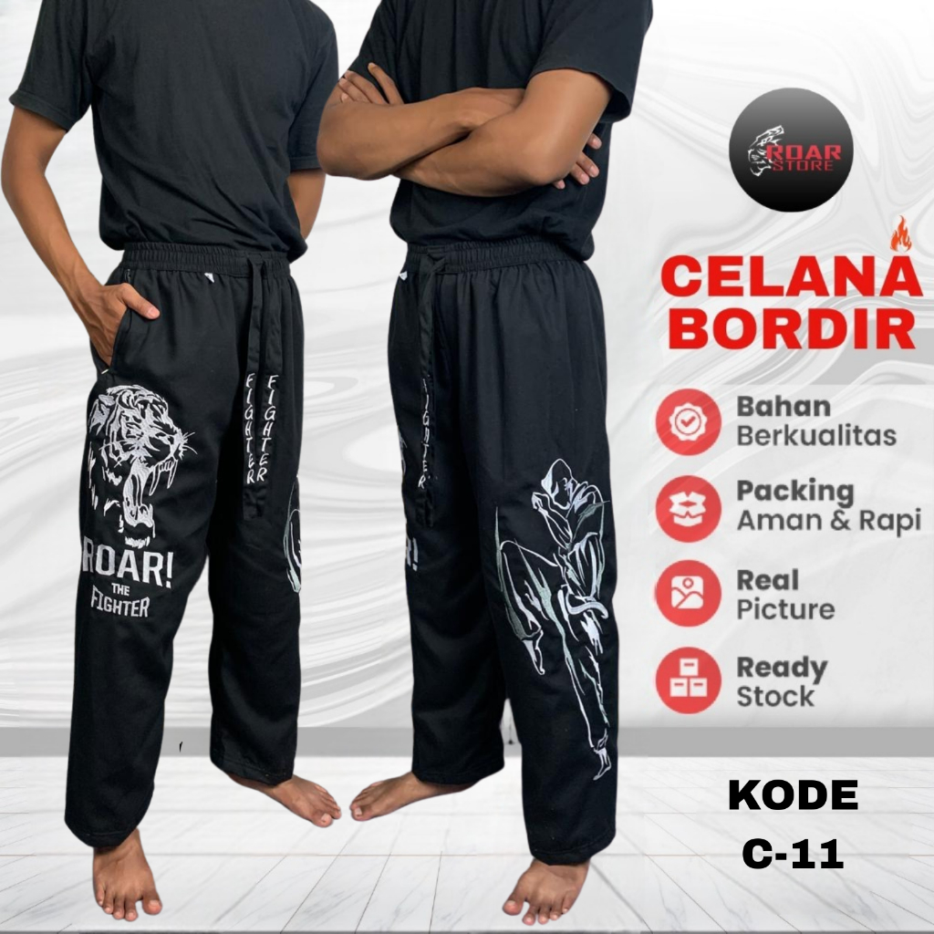 Celana Pakaian Silat Bordir C-11 Motif Gambar Harimau Macan Komprang Panjang Bahan Tebal