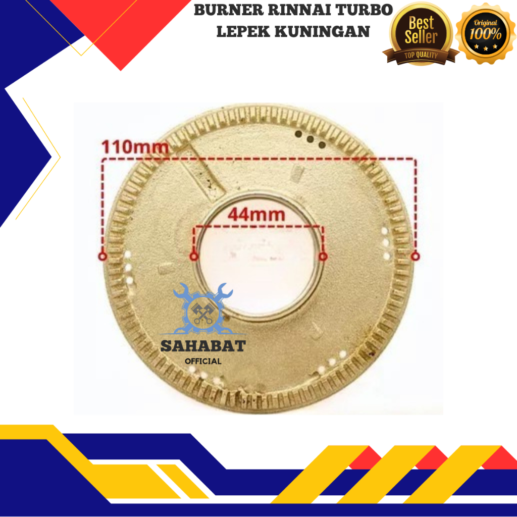 BURNER KOMPOR GAS RINNAI TURBO TORNADO KUNINGAN | BURNER KUNINGAN KOMPOR RINNAI LEPEK