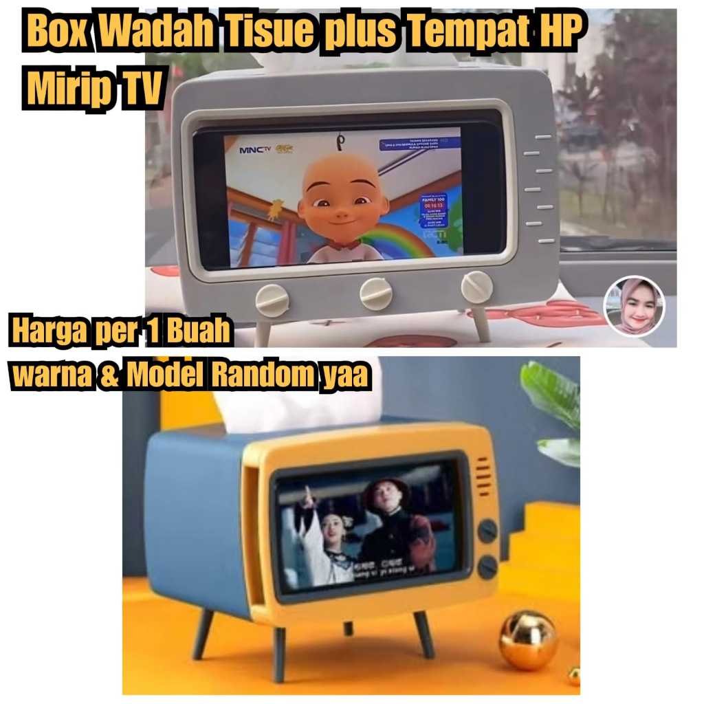Holder Hp untuk nonton di meja Box tissue plus wadah hp mirip tv box tisu HP nonton di mobil rumah d