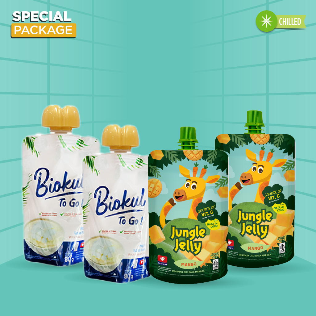 

PROMO 2 BIOKUL YOGURT TO GO PLAIN DAN 2 JUGLE JELLY MANGGO 100 ML