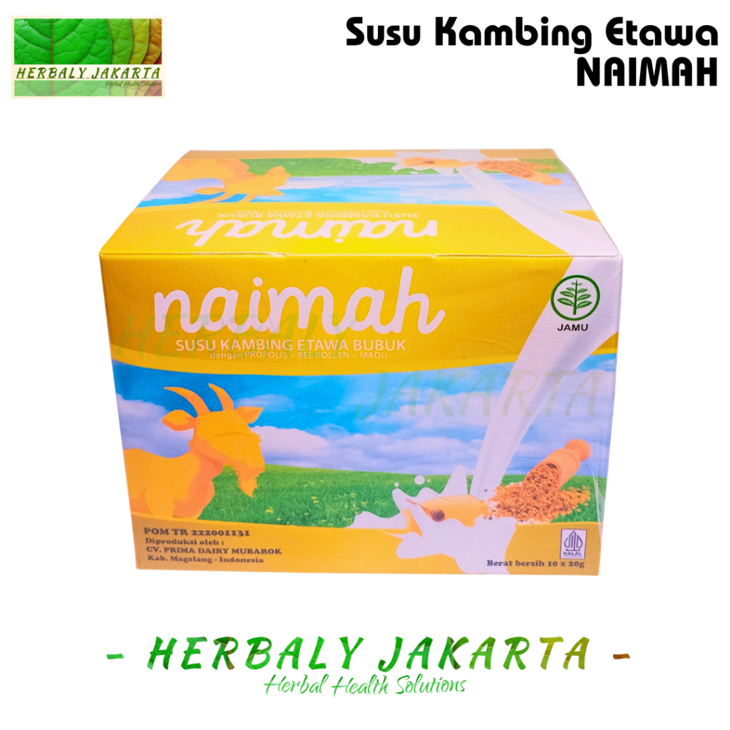 

Paket 2 Box Naimah Susu Kambing Etawa Plus Propolis Bee Pollen Madu 10 Sachet Original