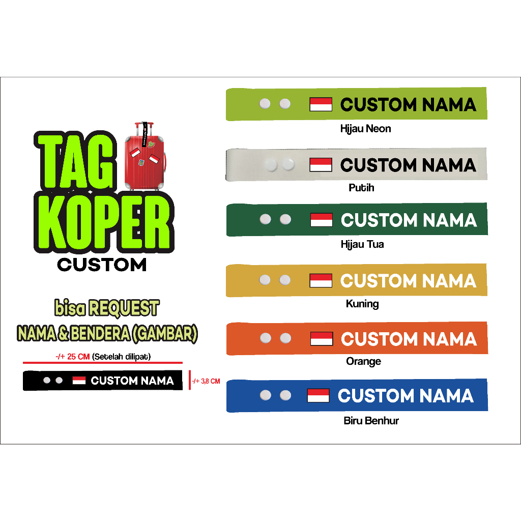 Tag Nama Tas koper custom / Penanda koper nama haji umroh