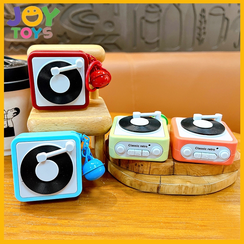 JOY Mini Retro Gramophone Gantungan Kunci Tas Sekolah Liontin Dengan Rekaman Kotak Musik Liontin