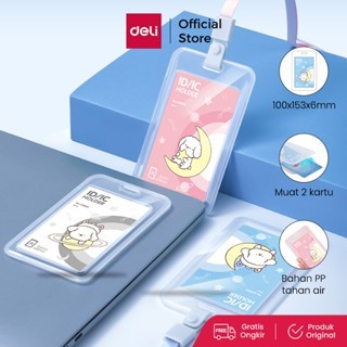 

Deli Name Tag Kartu Tanda Pengenal Motif Doodle Warna Putih/Pink/Biru, Lanyard Bisa Ditarik 6480X
