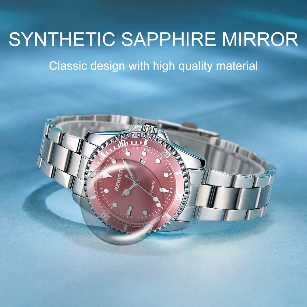 PREMIUM REBIRTH Jam Tangan Wanita Anti Air Mode Kalender Luminous 2011 Tali Stainless Steel KEKINIAN