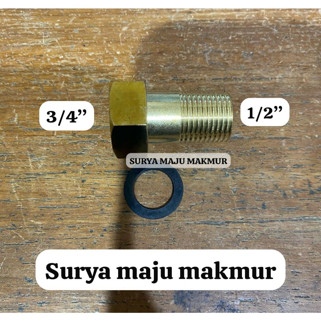 MUR KOPLING METERAN AIR PDAM KUNINGAN 3/4 x 1/2" inch mur kopling PDAM drat dalam 3/4" drat luar 1/2