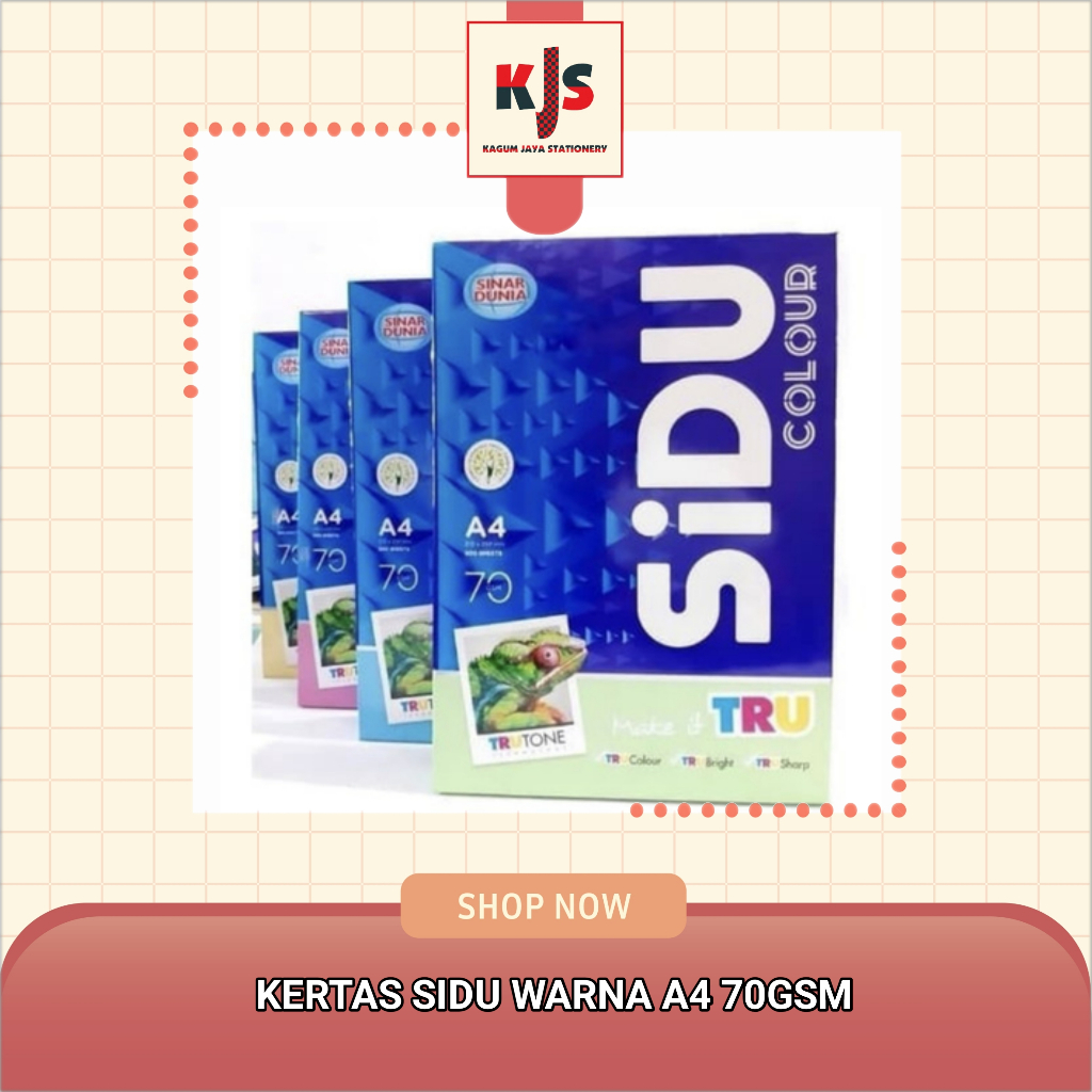 

Kertas HVS Sidu A4 70 Gram Warna Biru , Hijau , Kuning , Merah / Rim - Hijau,