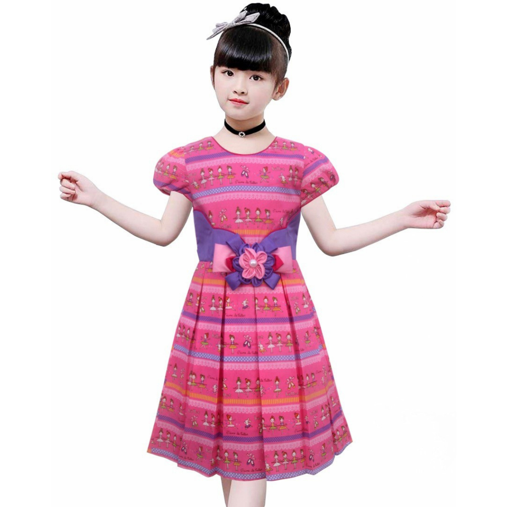 Two Mix Baju Anak Perempuan Bahan Katun Printing Balet Usia 1 2 3 tahun GRATIS Tas LUCU 4157