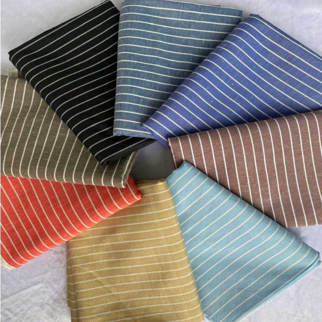 Kain Katun Oxford Salur Yarndyed Saluria salur 1cm Lebar150cm harga per 50cm