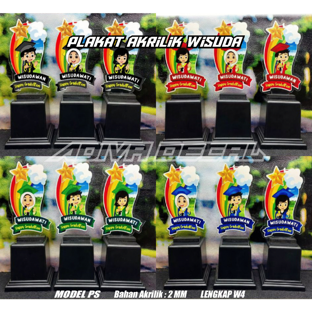 (2 MM) SOUVENIR WISUDA PLAKAT AKRILIK TK/PAUD model PS piala trophy wisuda