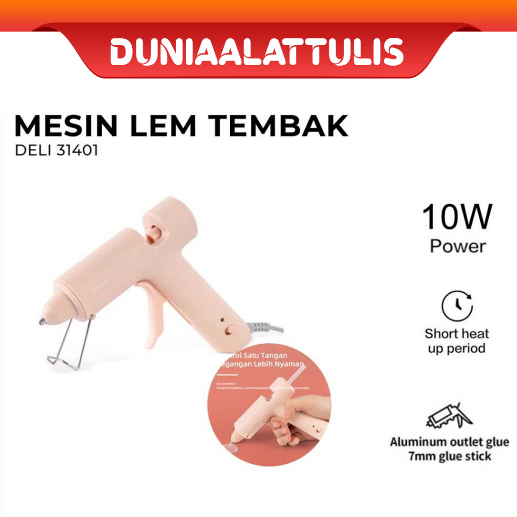 DELI - LEM TEMBAK / HOT MELT GLUE GUN 31401 10W WARNA PINK