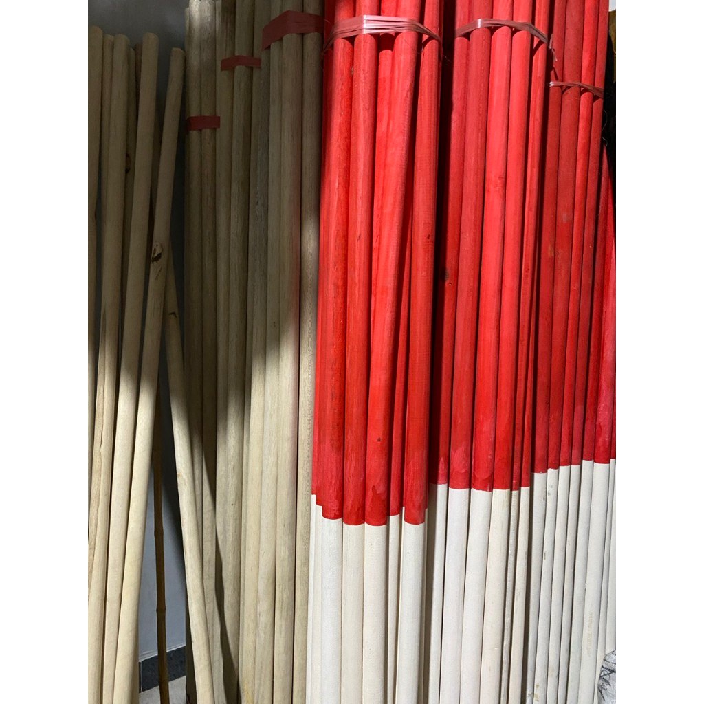 Tongkat Pramuka Kayu Polos Merah Putih Merah Kuning 160 cm