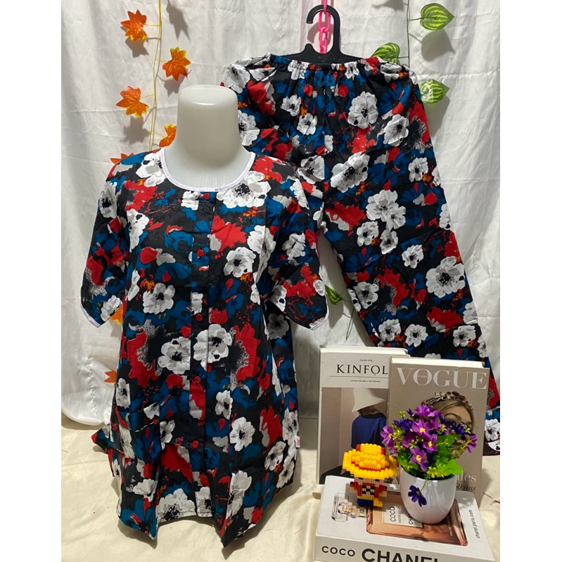 Hoki & Sheila CP Silver Sabata Piyama Hoki Sheila CP Silver Katun Sabata Baju Tidur Hoki Sheila Cela