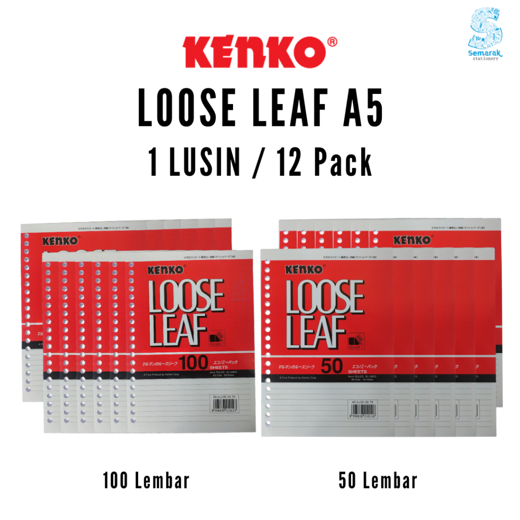 

Kenko Loose Leaf Isi Kertas Binder A5 [1 Lusin / 12 Pack / 100 / 50 Lembar]