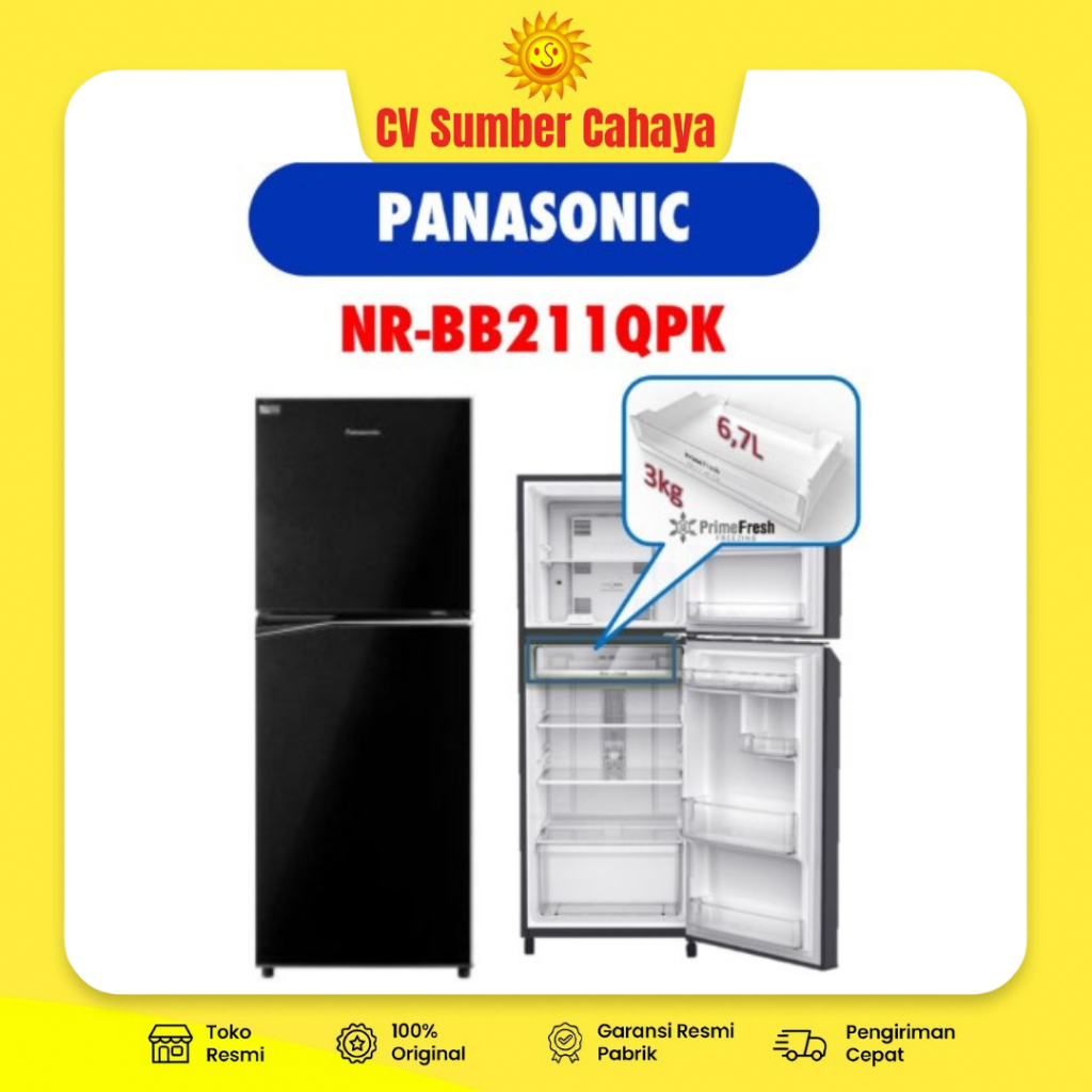 Panasonic Kulkas 2 Pintu Inverter 210 Liter NR-BB211Q BB211Q 211Q NR BB211Q 211QPK GARANSI