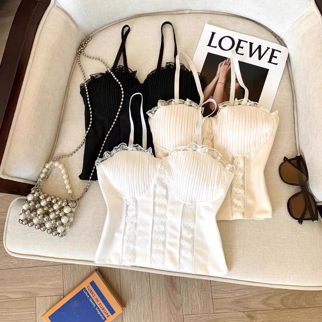 [Hallyu] TankTop Korean Style Variasi Lace Ruffle Elegant Buister | Top Bustier Bra Korset TankTop R