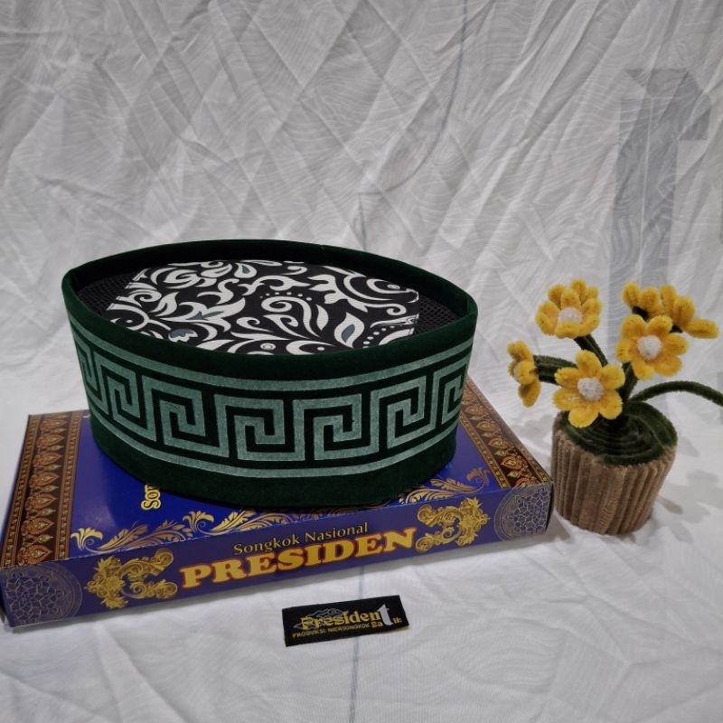 kopyah PECI Songkok batik bludru hijau bisa cod murah keren berkualitas