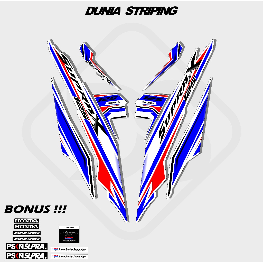 STRIPING STICKER STOCK DECAL STIKER VARIASI HONDA SUPRA X 125 FI / LIS SUPRA NEW / SUPRA / LESS SUPR