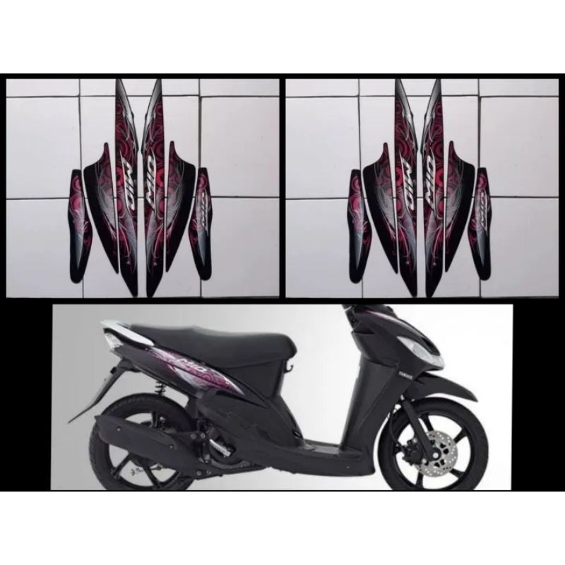 Striping Stiker Les Bodi Standart Motor Yamaha Mio Sporty Th 2011_2012 Warna Hitam