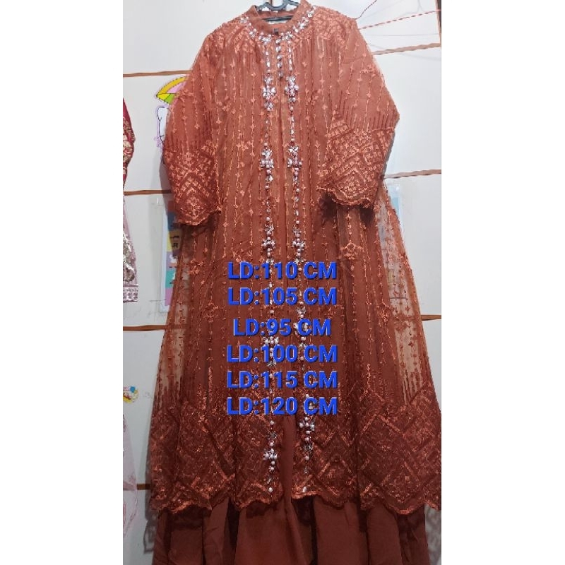 gamis/gamis brokat/gamis brukat/gamis pesta/gamis outer/gamis outer lepas pasang
