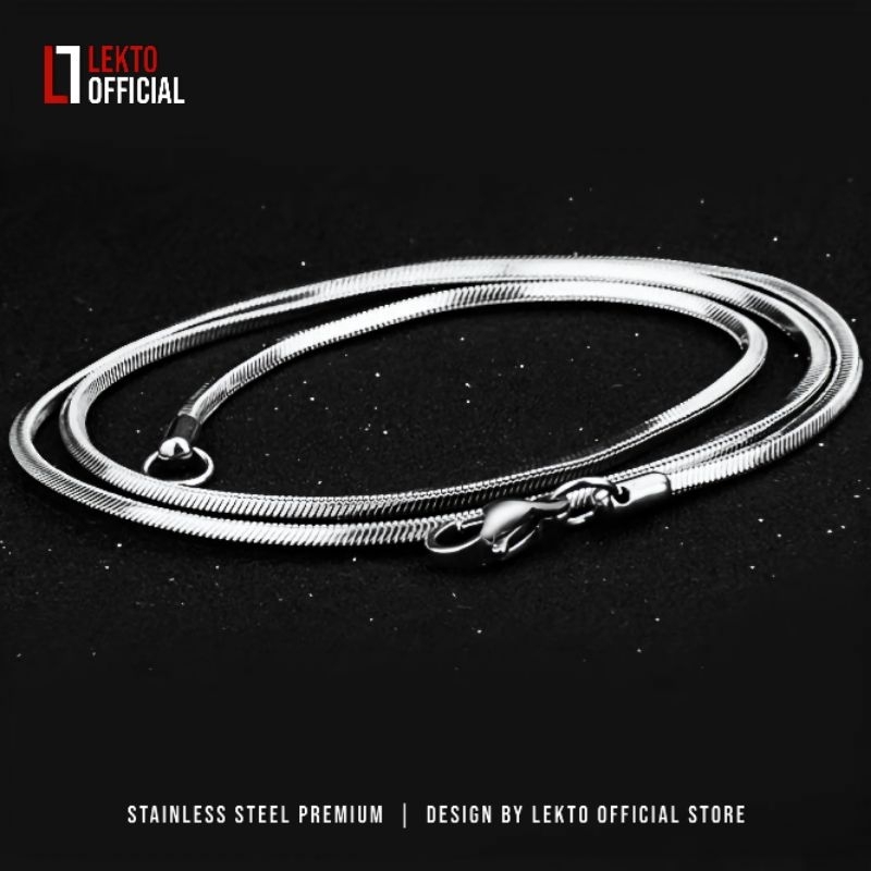 PROMO KALUNG TITANIUM PRIA ANTI KARAT SILVER ASLI ORIGINAL WANITA PERAK PUTIH MODEL KOTAK KALUNG