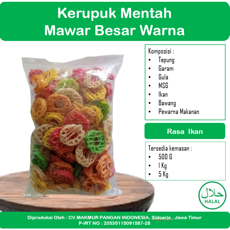 

KERUPUK MAWAR WARNA 5 kg MENTAH