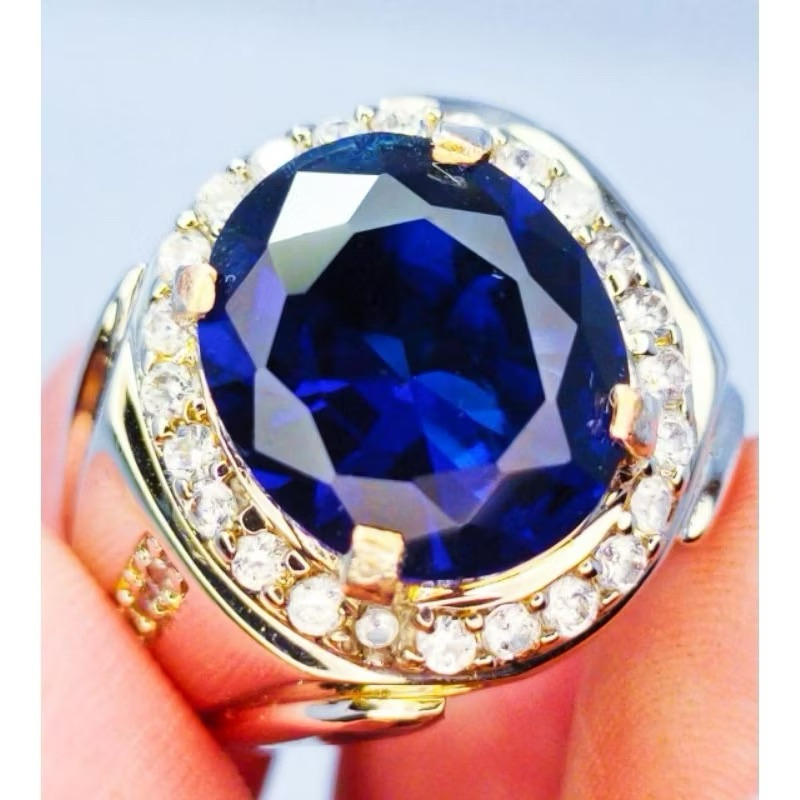 BISA COD CINCIN PRIA AKIK PERMATA KING SAFIR RING PERAK BANGKOK 926