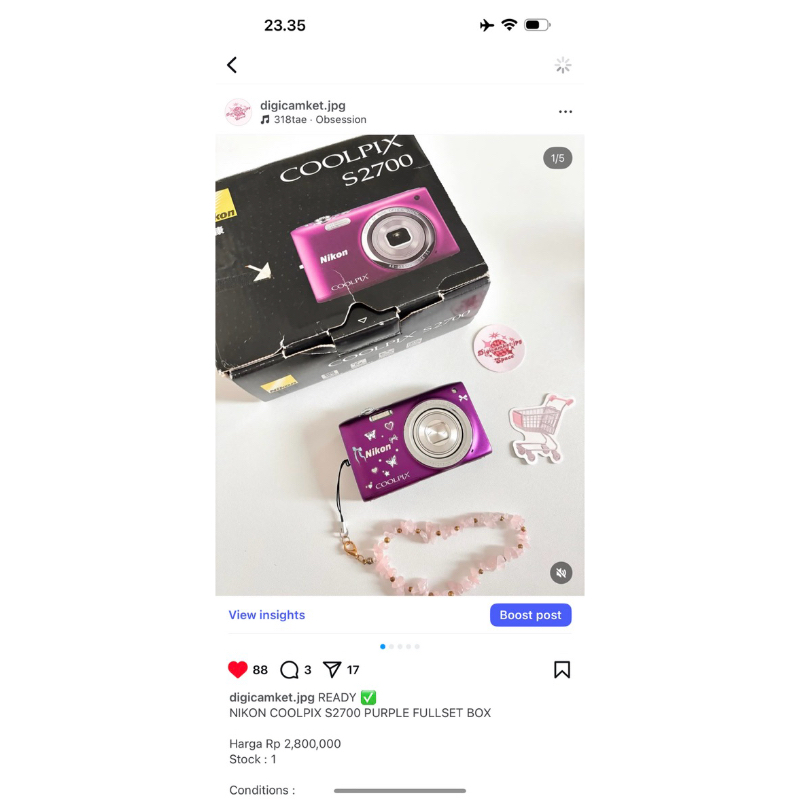 digicam nikon coolpix s2700 fullset box purple kamera digital