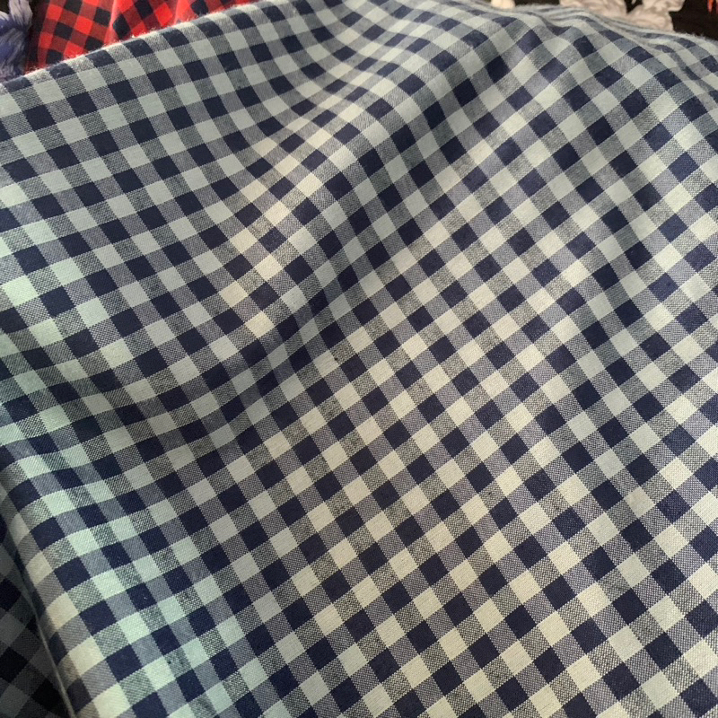 kain katun poplin motif kotak - kain katun motif kotak premium