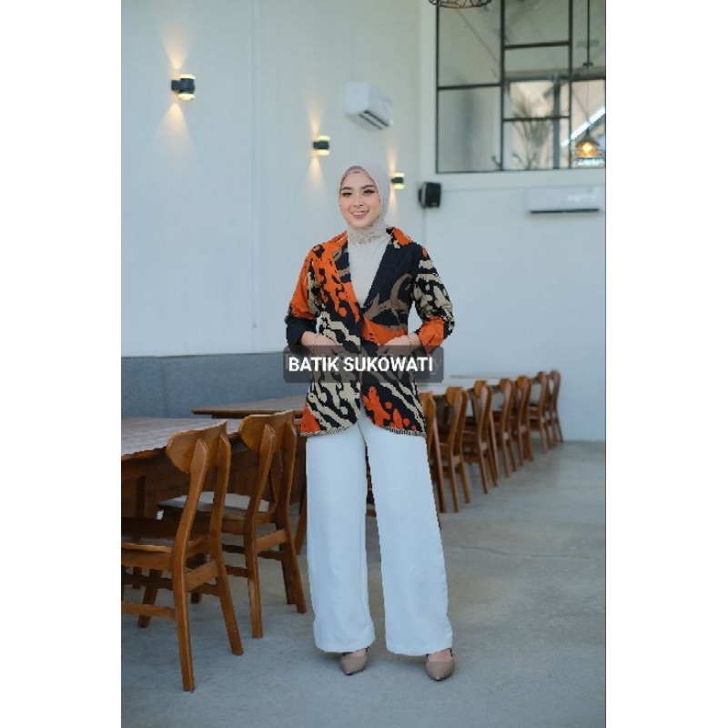 Batik Sukowati - [BISA COD] BLAZER A25 Batik Wanita Modern | Batik Tunik Modern | Baju Tunik Batik W