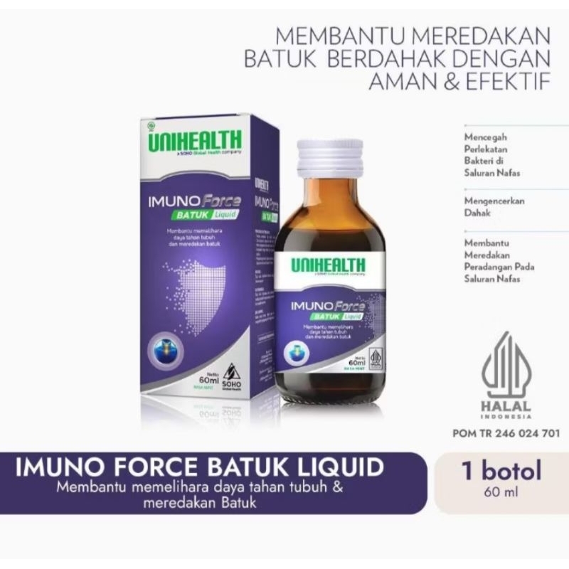 Imuno Force Batuk/Liquid Unihealth Meredakan Batuk Berdahak 60ml