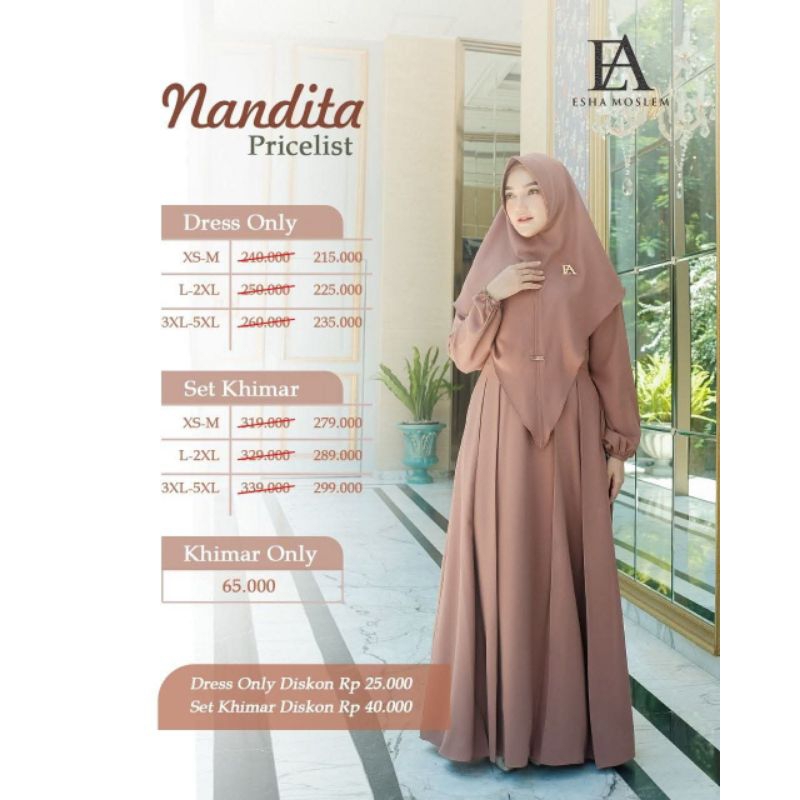 Gamis Nandita Dress Original By Esha Moslem Gamis Dewasa Busui