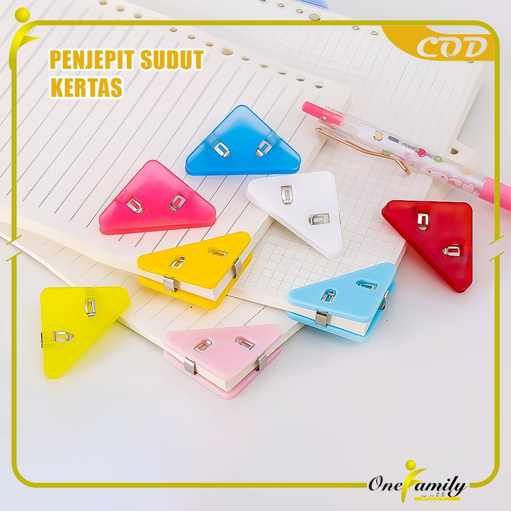 

ONE-A119 Paper Clip Segitiga Warna Warni aesthetic Klip Sudut Jepitan Buku Akrilik / Penjepit Kertas Clips Book dan Paper Corner Plastik Serbaguna