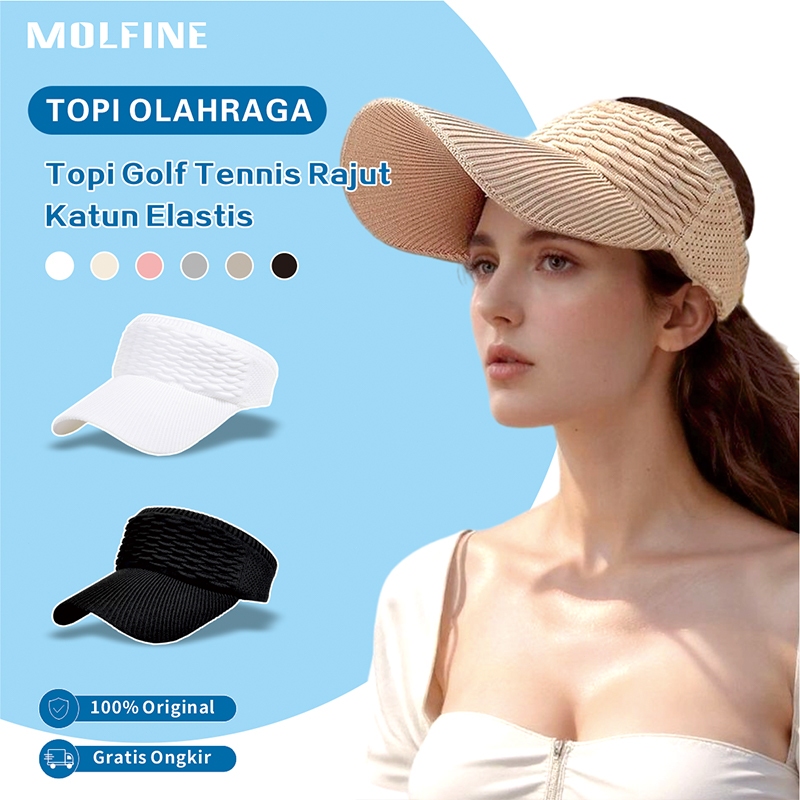 MOLFINE Topi Wanita Golf Senam  Untuk  Hijab Topi Anti UV Korea Style Topi OlahragaTennis Rajut Katu