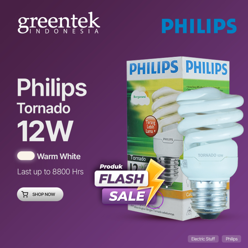 PHILIPS - Lampu Philips Tornado 12W  Warna Kuning (Warm White)
